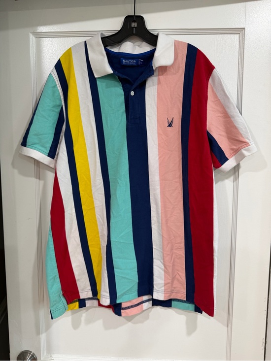Nautica Other - Nautica Men’s Multi-Stripe Polo Shirt - White, Red, Navy, Teal, Yellow, Pink